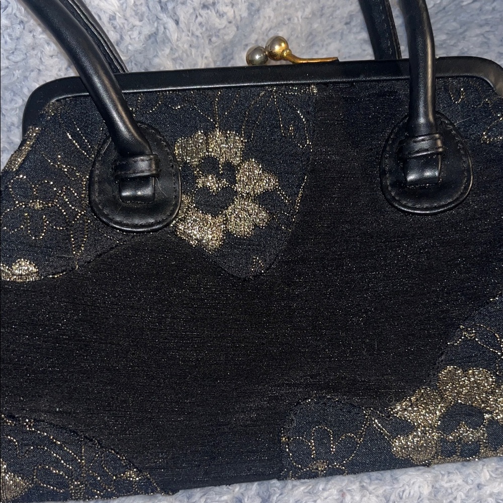 Paradox Black and Gold Floral Shoulder Bag - Picture 4 of 7